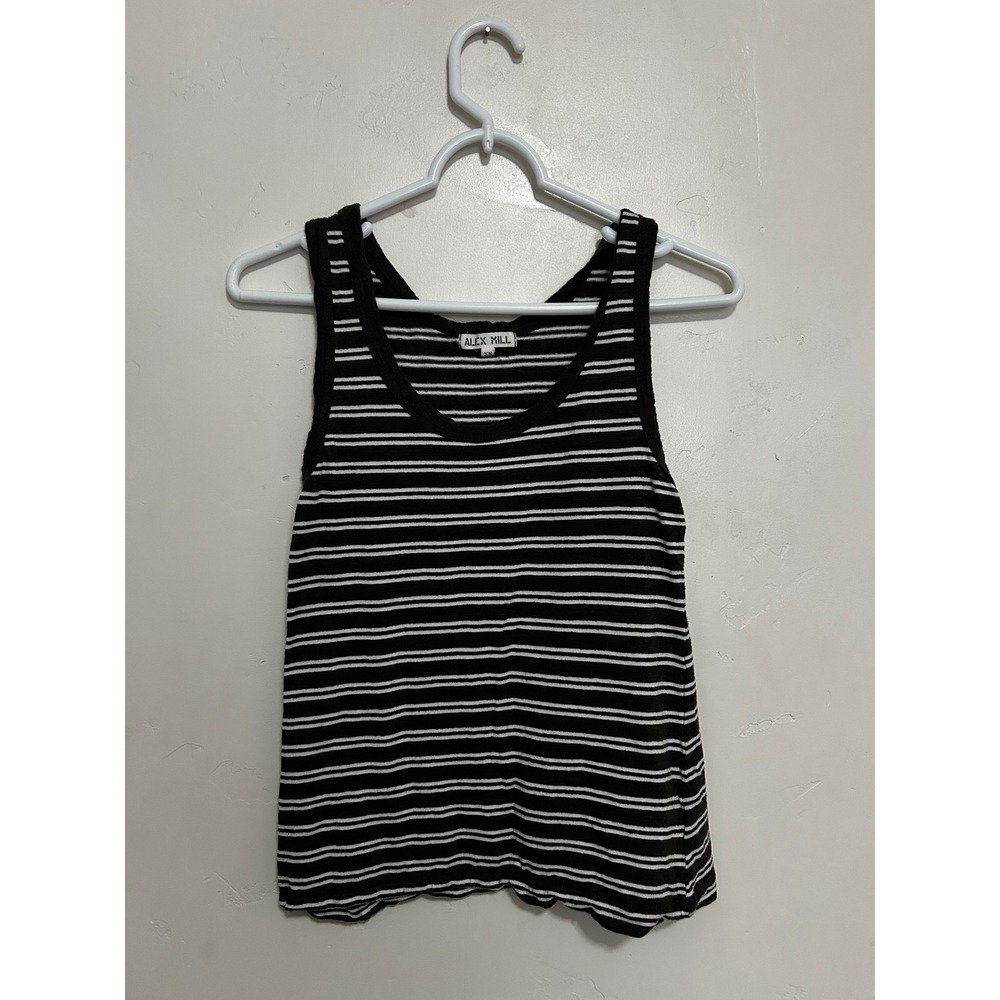 Alex Mill Striped Linen Blend Scoop Neck Tank Top Brown White XS